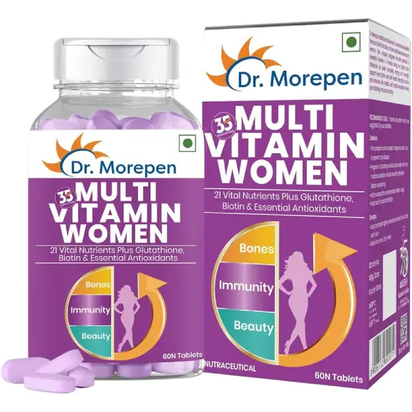 Dr. Morepen Multi Vitamin for Women | With Glutathione, Biotin & Antioxidants for Bones, Immunity & Skin | Tablet